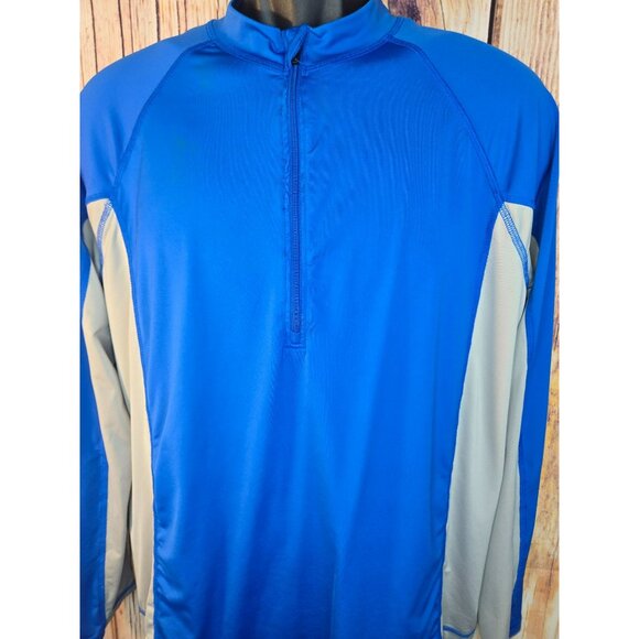 L.L. Bean Mens Zip Pullover Athletic Long Sleeve Shirt Medium Blue - Picture 3 of 6